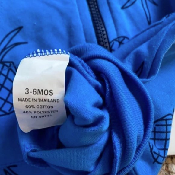 Lullaby Lane Hooded Sleeveless Onesie Pineapple Print Blue 3-6 months NEW - Picture 4 of 6